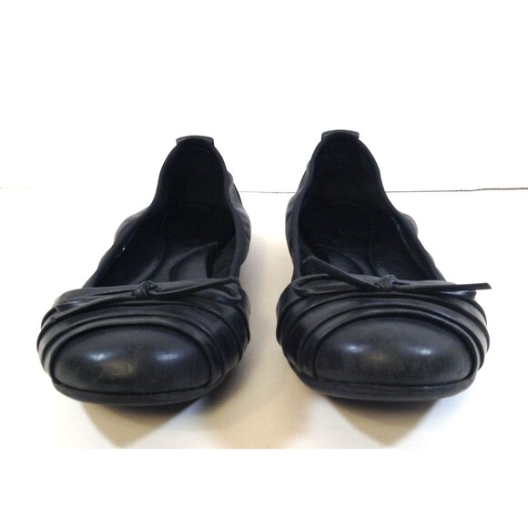 Born Flats Wn 9M Black Leather Ballet Casual Slip On Shoes Flats Bow Comfy - Picture 10 of 13